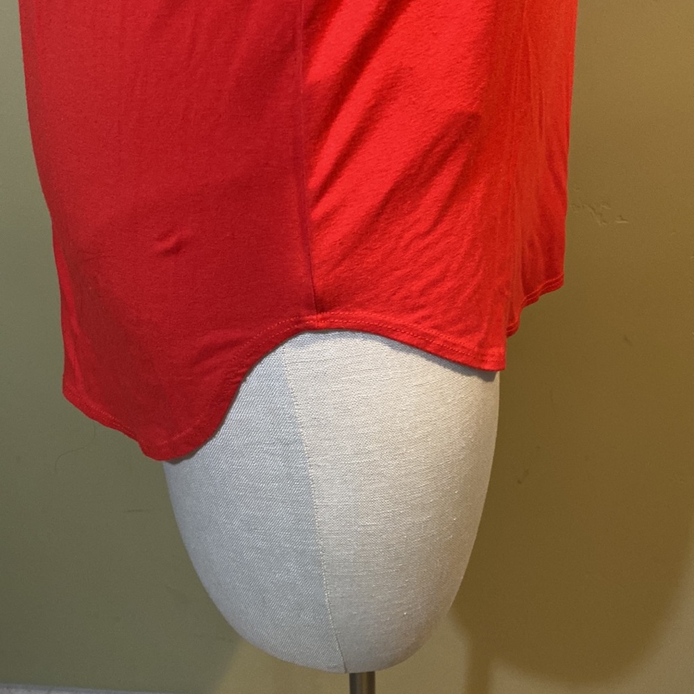 Eileen Fisher Long Sleeve Knit Tunic Top Shirttail Hem Petite Medium PM Red - Picture 6 of 12